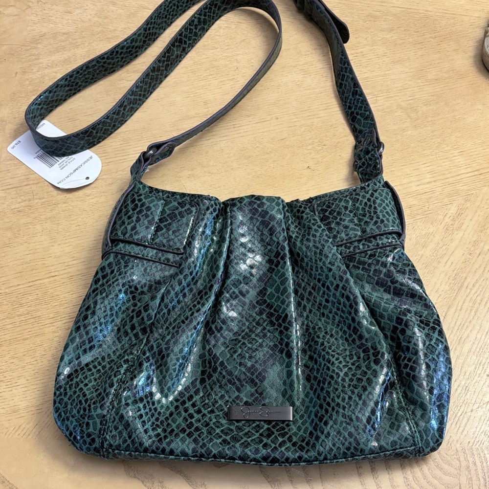 Green and Black Snake Print  Crossbody Bag